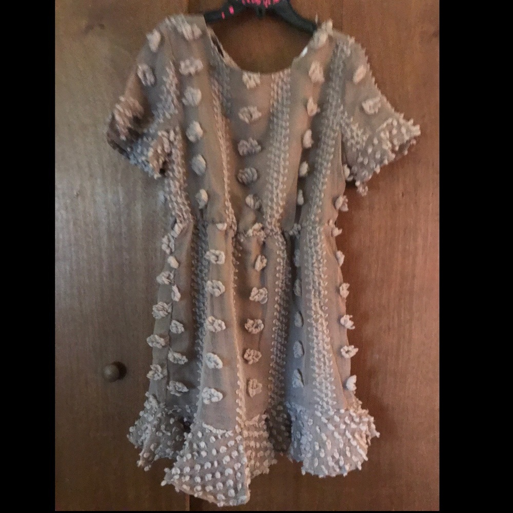 Small tan flower detailed dress